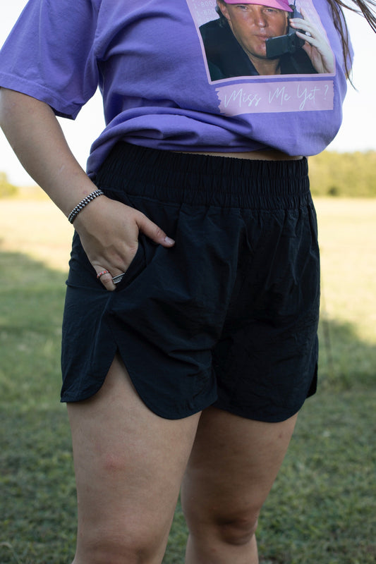 Black - Small-3X Wendy Windbreaker Shorts // Black