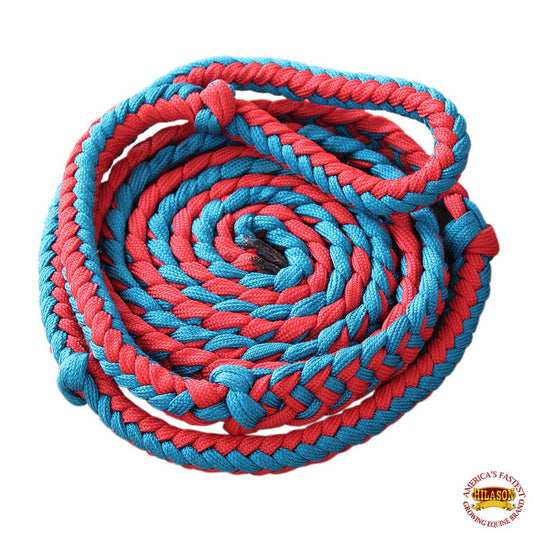 Hilason Braided Poly Barrel Racing Contest Reins Flat 1" X 8Ft Red Blue
