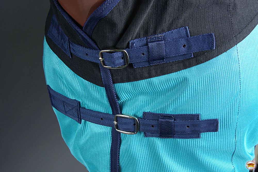 Hilason Western Horse Light Weight Comfort Durable Poly Fly Sheet Black Turquoise