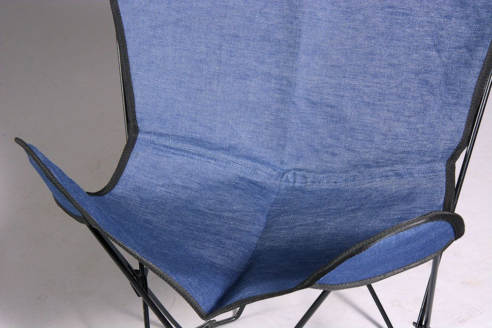 Hilason Genuine Fabric Denim Butterfly Chair Folding Lounge Modern Sling Accent Seat Blue