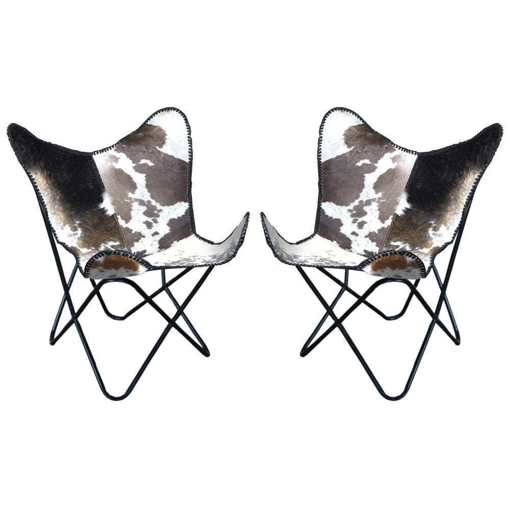 Genuine Leather Butterfly Chair Folding Lounge Modern Sling Accent Seat