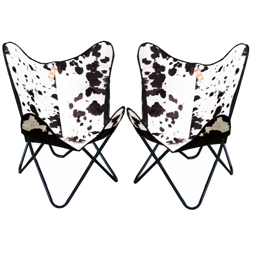 Genuine Leather Butterfly Chair Folding Lounge Modern Sling Accent Seat