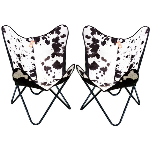 Genuine Leather Butterfly Chair Folding Lounge Modern Sling Accent Seat