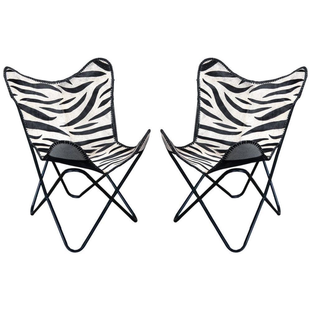 Genuine Leather Butterfly Chair Folding Lounge Modern Sling Accent Seat