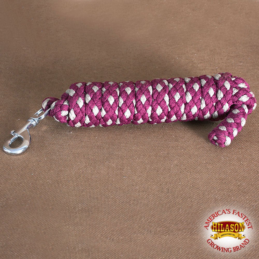 Horse Riding Poly Horse Roping Lead Rope Fuchsia 1/4X 8 Ft Snaps Hilason