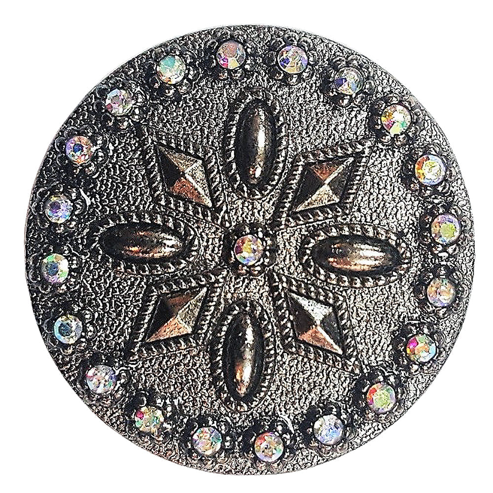1 Piece Western Screw Back Concho Antique Silver Round Saddle Headstall
