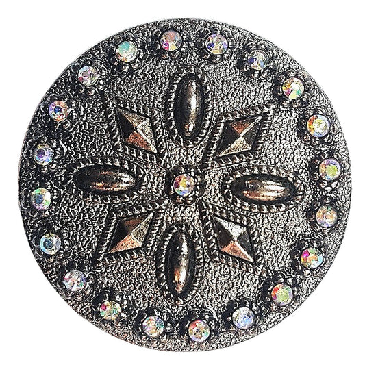 1 Piece Western Screw Back Concho Antique Silver Round Saddle Headstall