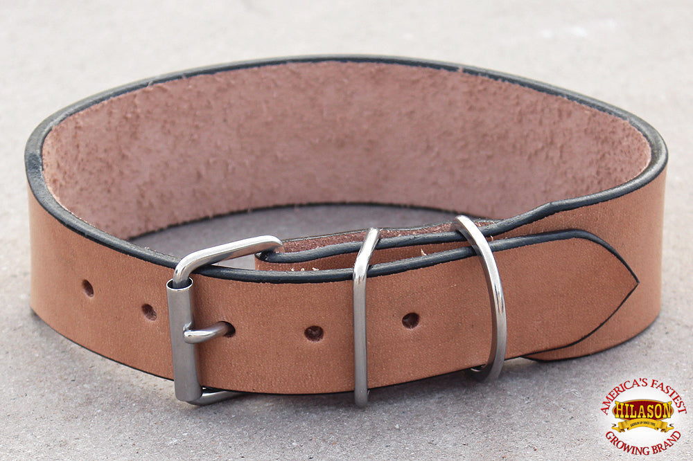23 In Hilason Heavy Duty Handmade Genuine Leather Dog Collar Tan