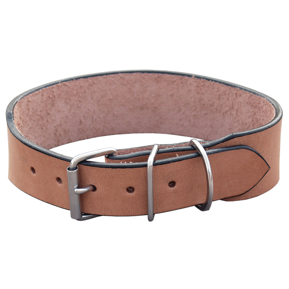 23 In Hilason Heavy Duty Handmade Genuine Leather Dog Collar Tan