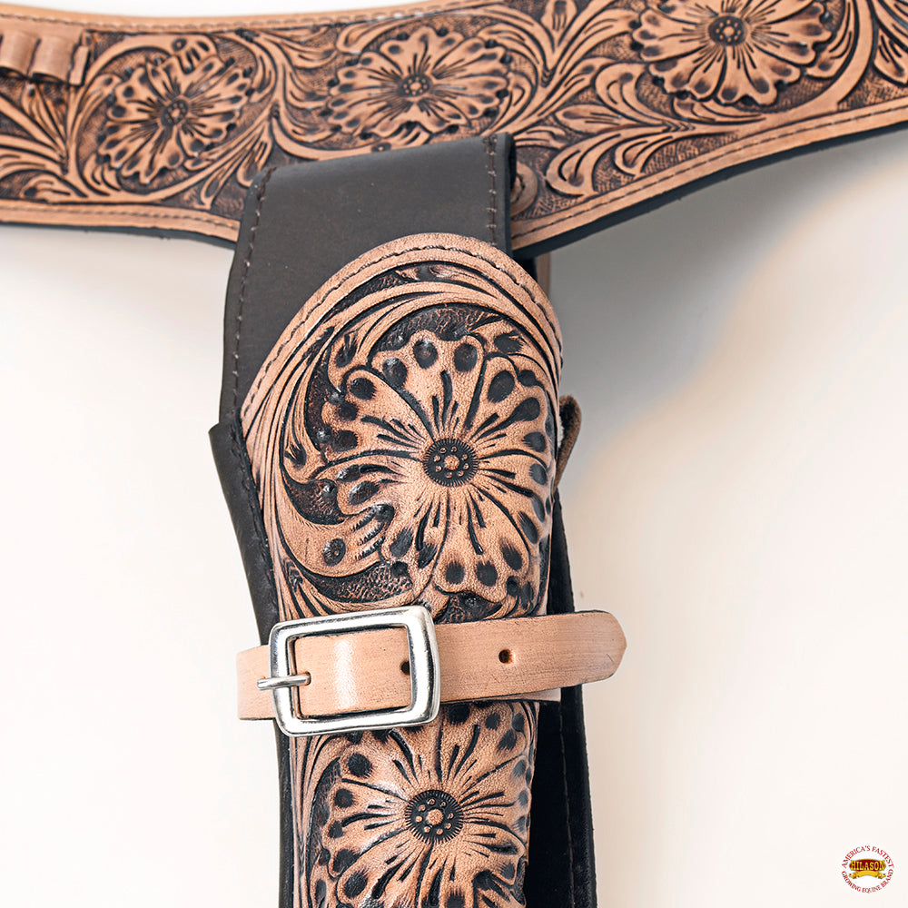 44 In Hilason Western Right Hand Gun Holster Rig 22 Cal Leather Cowboy