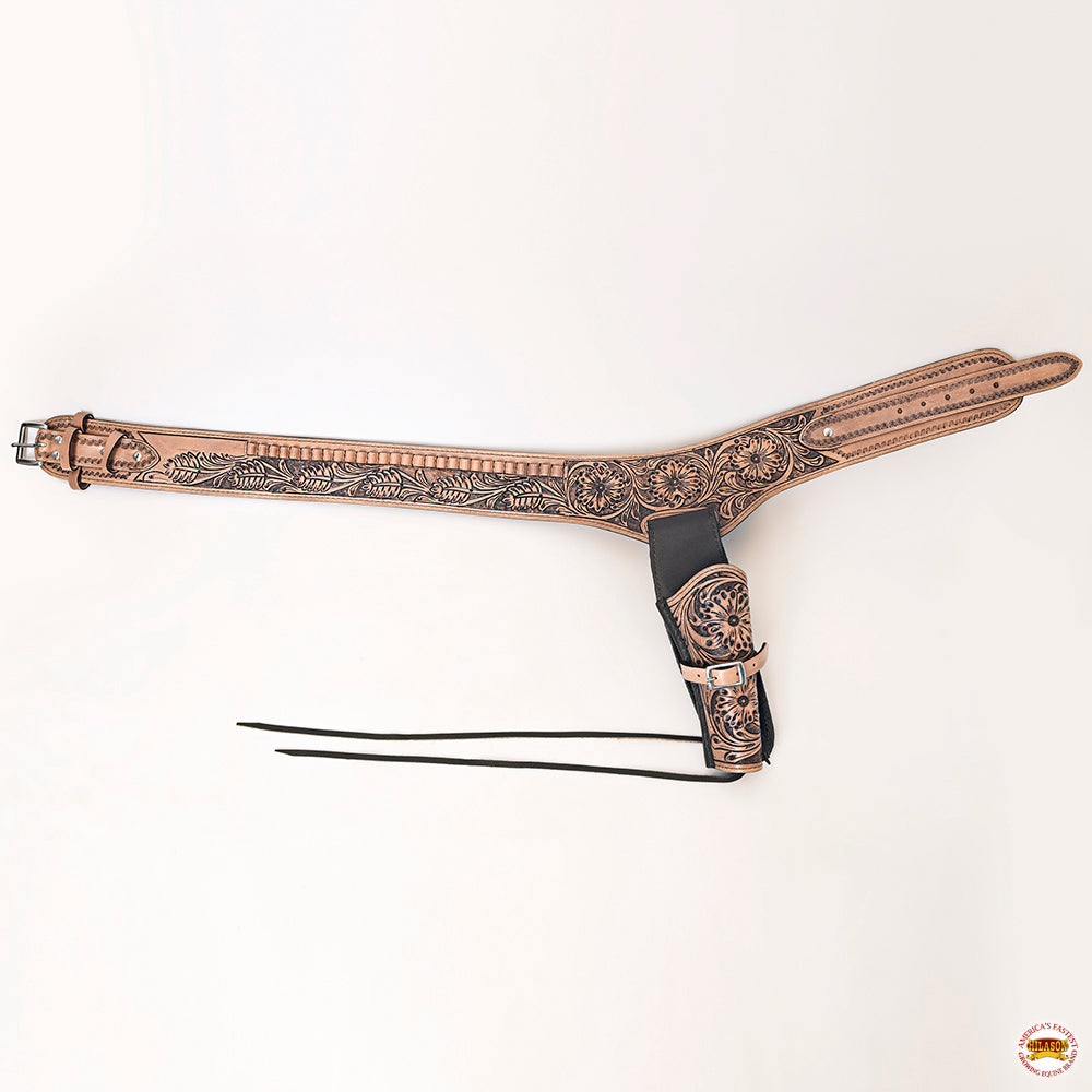 44 In Hilason Western Right Hand Gun Holster Rig 22 Cal Leather Cowboy