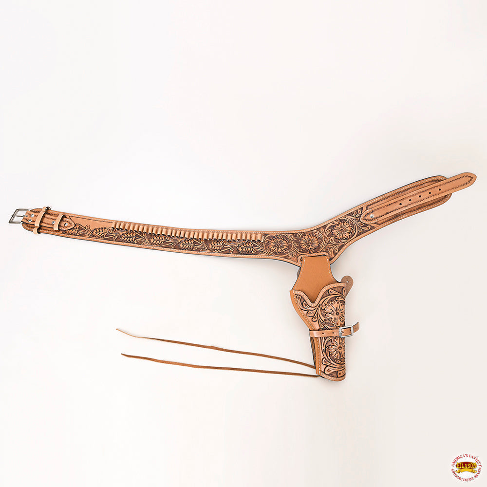 48 In Hilason Western Right Hand Gun Holster Rig 38 Cal Leather Cowboy