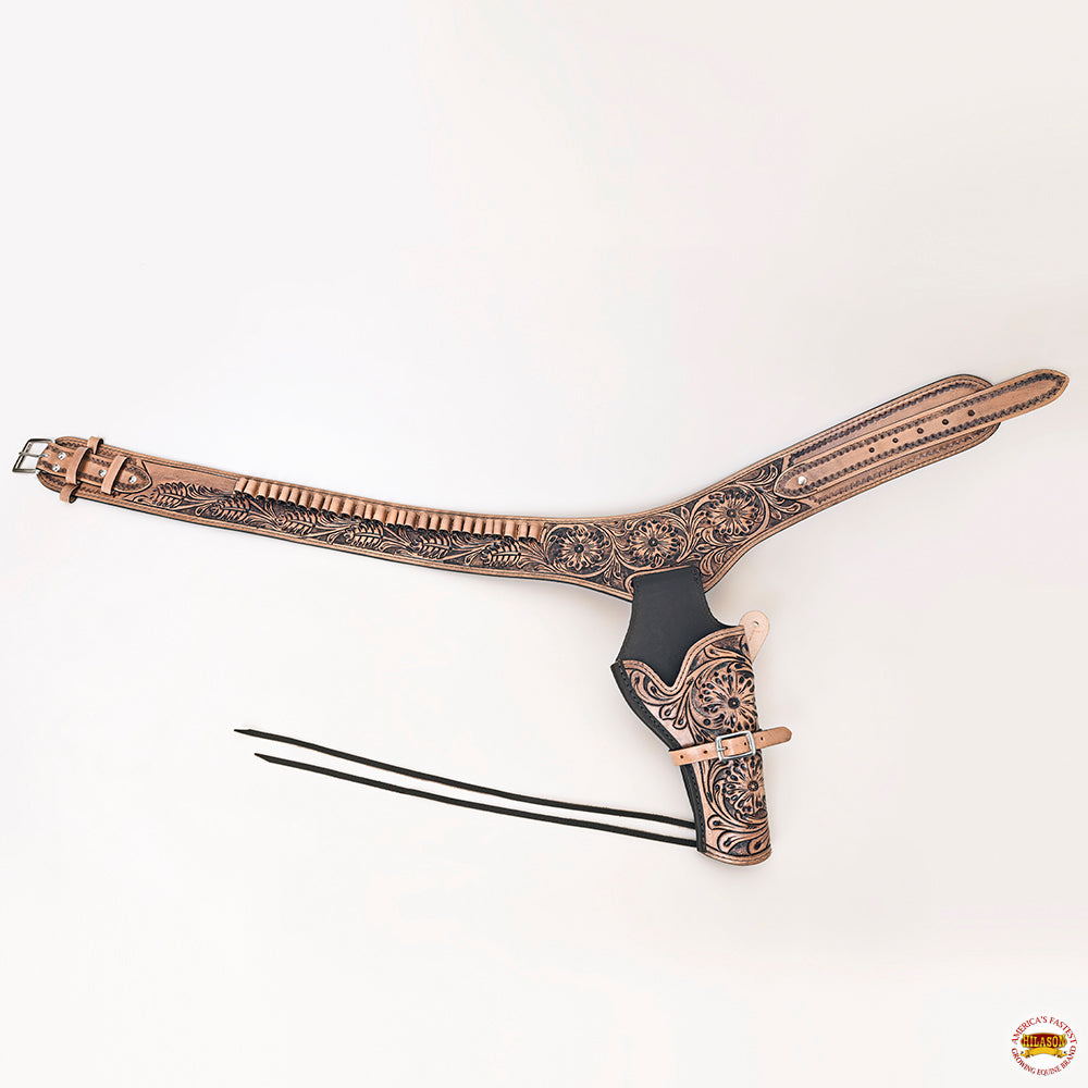 34 In Hilason Western Right Hand Gun Holster Rig 38 Cal Leather Cowboy