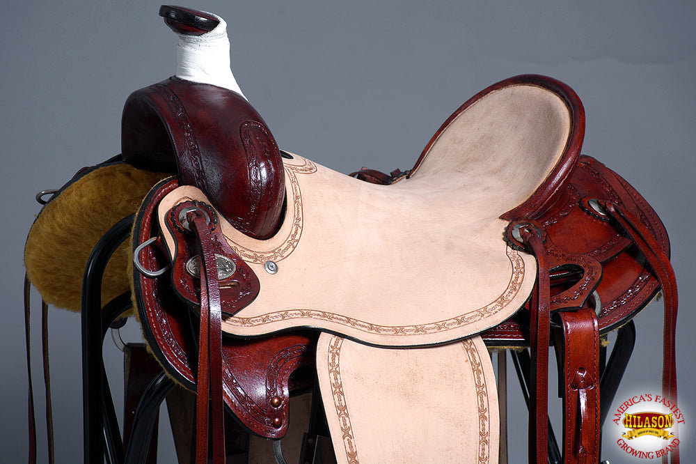 Western Horse Saddle American Leather Ranch Roping Trail Hilason Mahogany