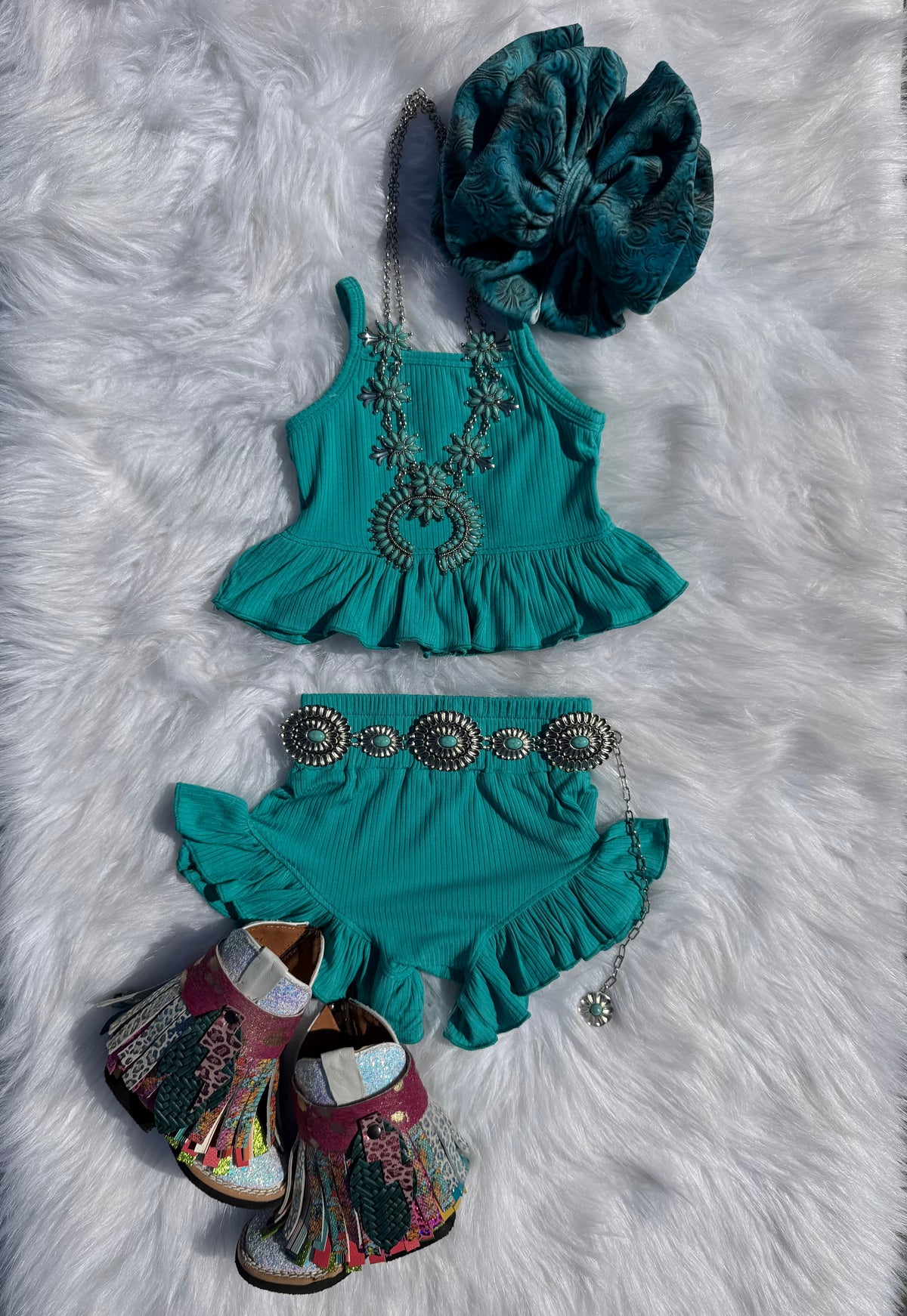 Teal Ruffle Set  (FINAL SALE)
