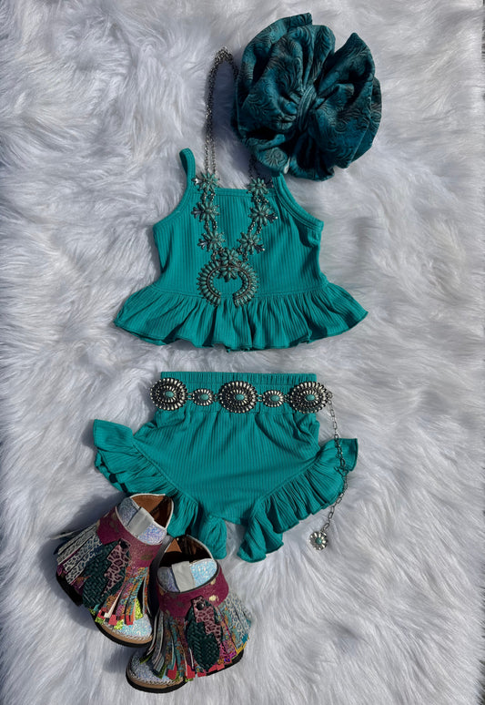 Teal Ruffle Set  (FINAL SALE)