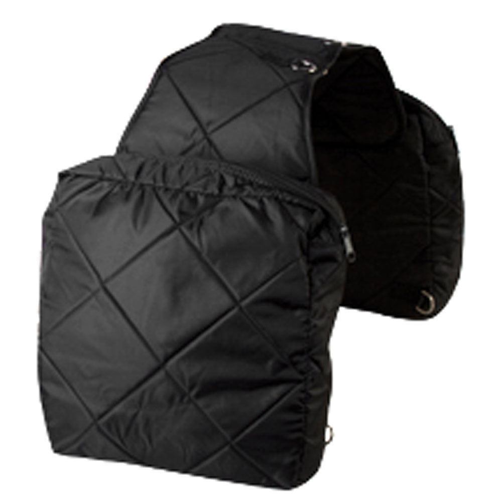 Hilason Western Horse Tack Quilted Saddle Bag Zipper Closure Pockets Black