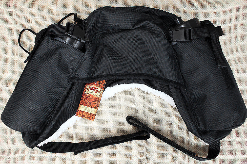 Hilason Western Saddle Bags W/ Bottle 600D Cordura Outer Black