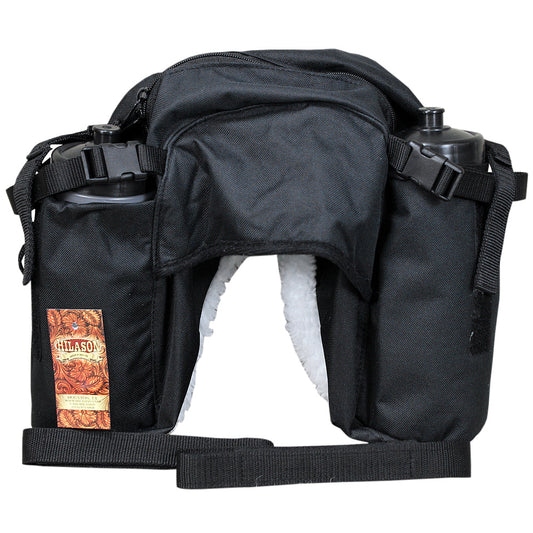 Hilason Western Saddle Bags W/ Bottle 600D Cordura Outer Black