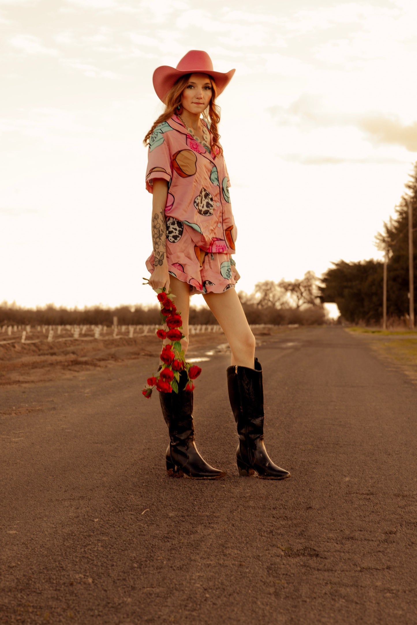 Cowboy Candy Heart Silky Pajama Sets