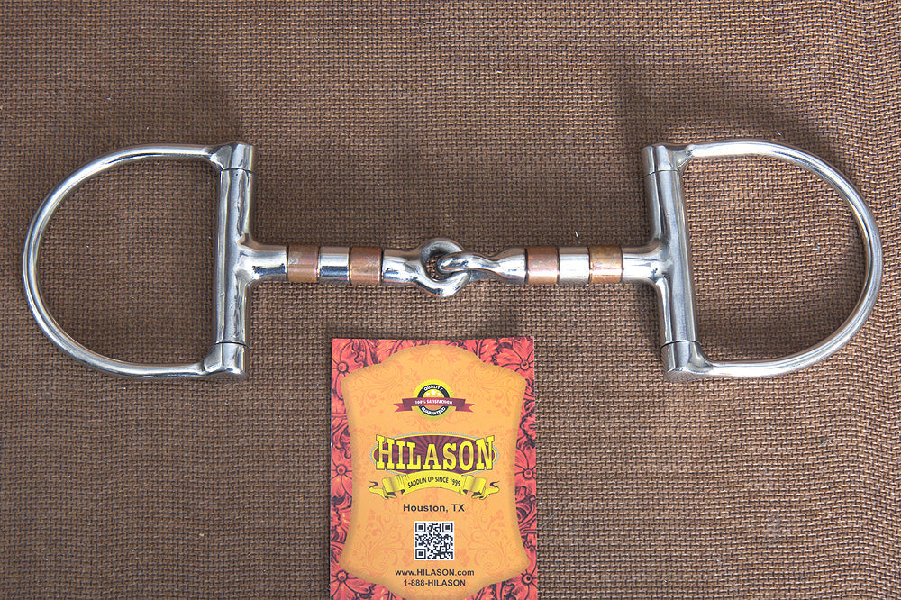 5" Hilason Horse Stainless Steel Horse Mouth Dee Bit W/ Red Copper Ring