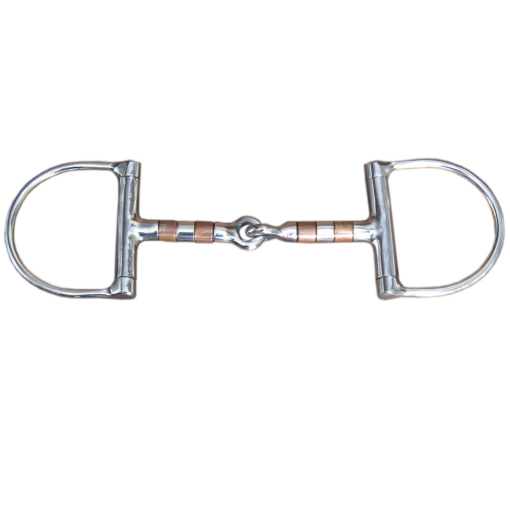 5" Hilason Horse Stainless Steel Horse Mouth Dee Bit W/ Red Copper Ring