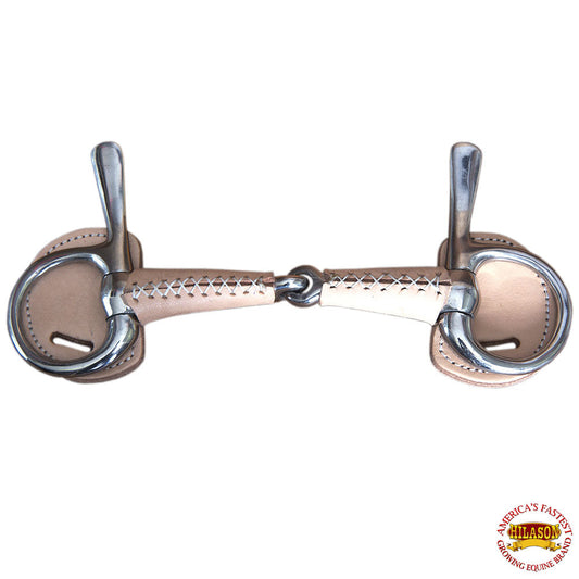 5" Hilason Western Trotting Bit Leather Covered Horse Bit W/ Jointed Mouth