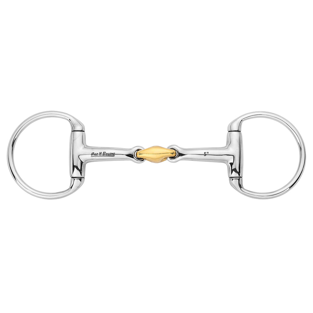BAR H EQUINE Eggbutt Double Jointed Copper Link Snaffle Horse Bit