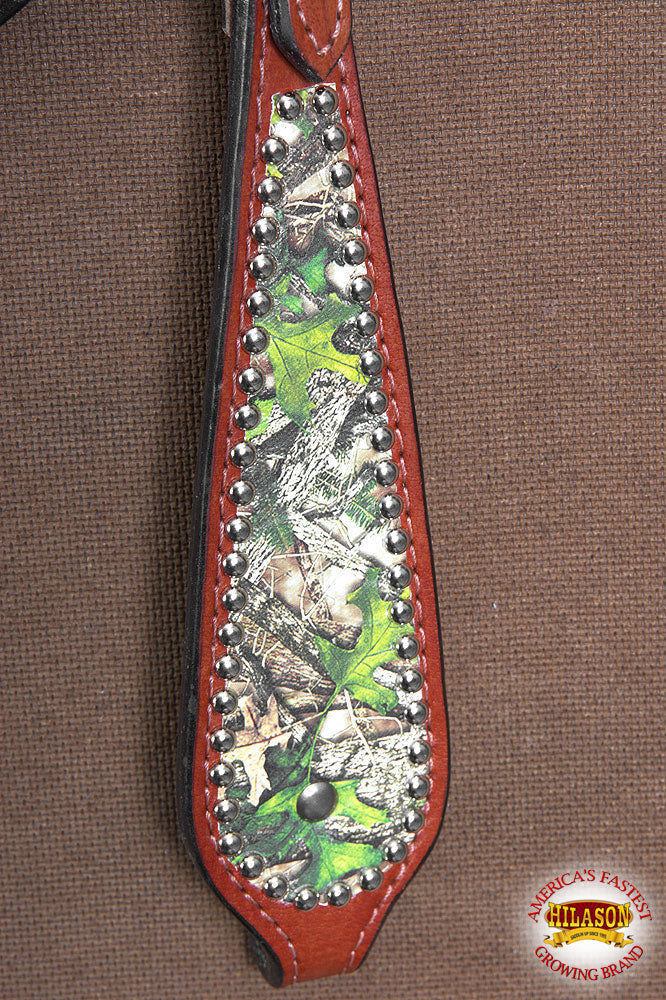 Hilason Western Horse Breast Collar Headstall American Leather Camouflage Mahogany