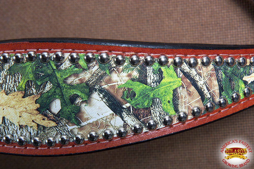 Hilason Western Horse Breast Collar Headstall American Leather Camouflage Mahogany