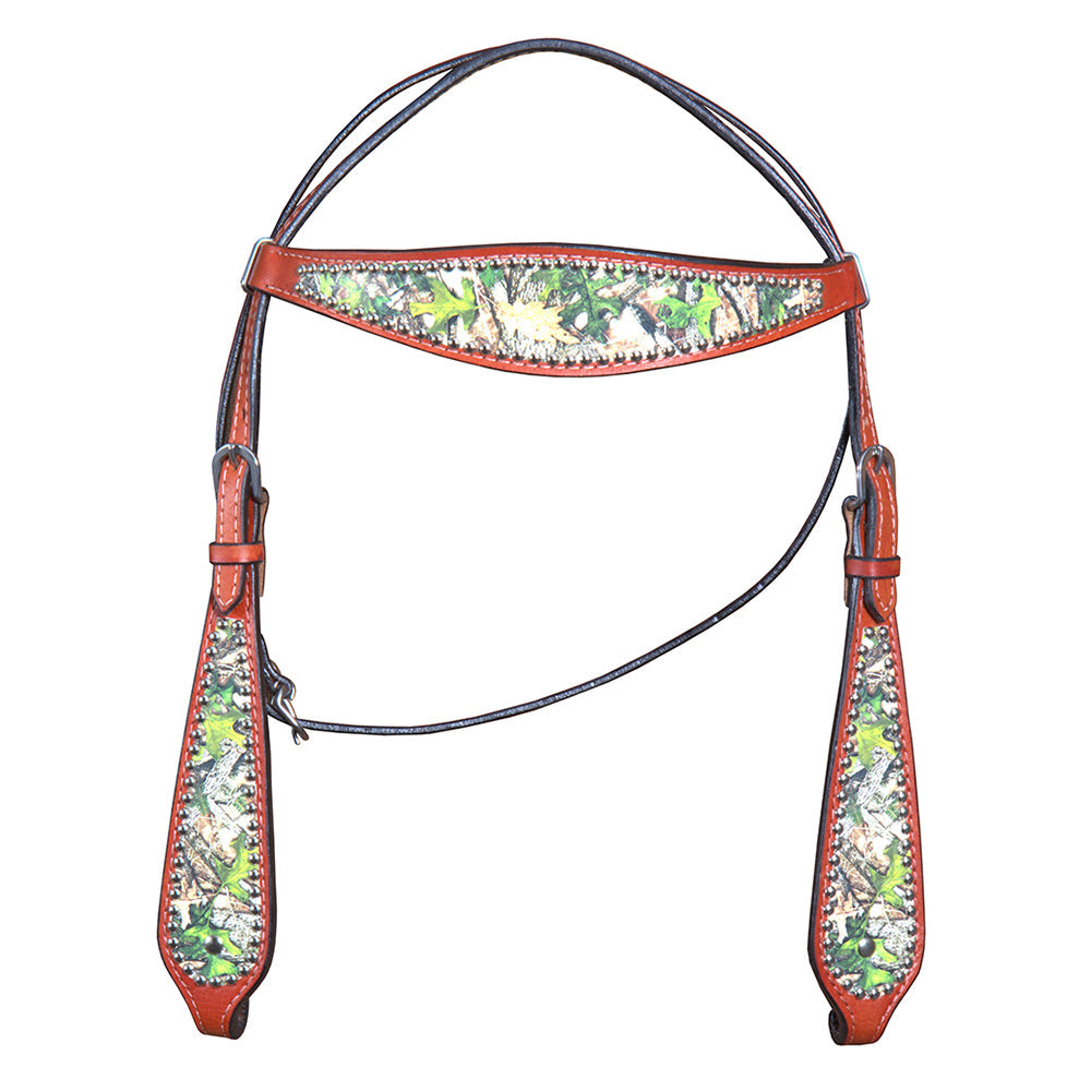 Hilason Western Horse Breast Collar Headstall American Leather Camouflage Mahogany