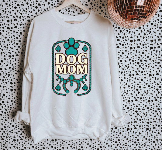 Turquoise Dog Mom TEE or CREWNECK