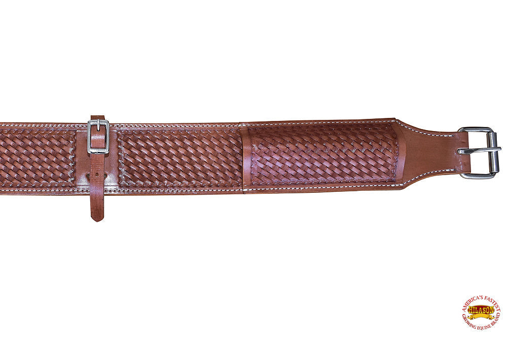 Western Horse Saddle Girth Hilason Leather Cinch Basket Weave