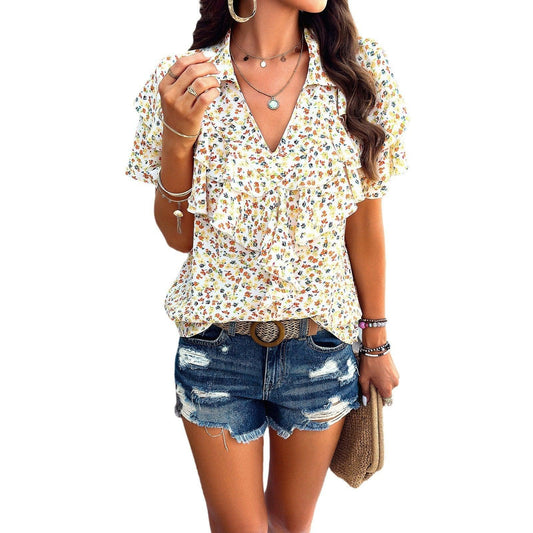 Elegant Ruffled Puffy Shoulder Top | Stylish Cowgirl Fashion for Every Occasion