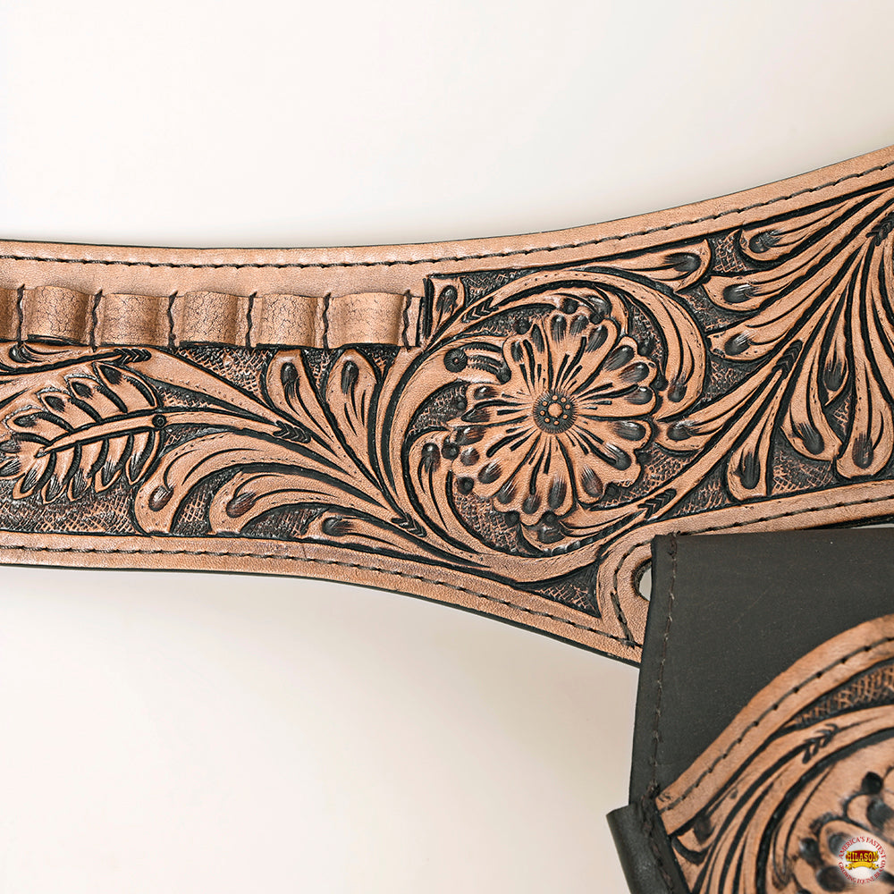 Hilason Western Double Hand Gun Holster Rig 44/45 Caliber Leather Cowboy