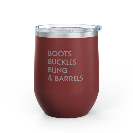 Wine Tumbler, 12oz - Boots/Buckles/Bling