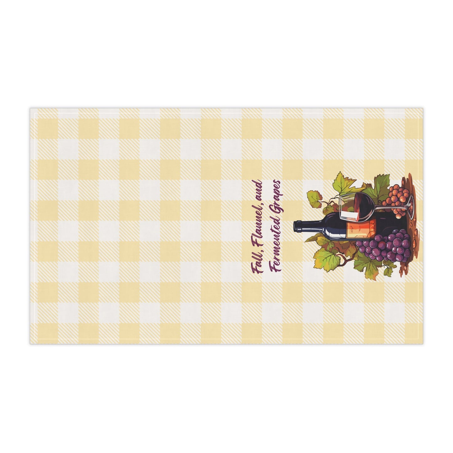"Fall, Flannel and Fermented Grapes" Autumn Wine-Themed Tea Towels, Rustic Kitchen Decor, Festive Gift for Wine Lovers, Seasonal Home Accent, Fall Cooking Essentials