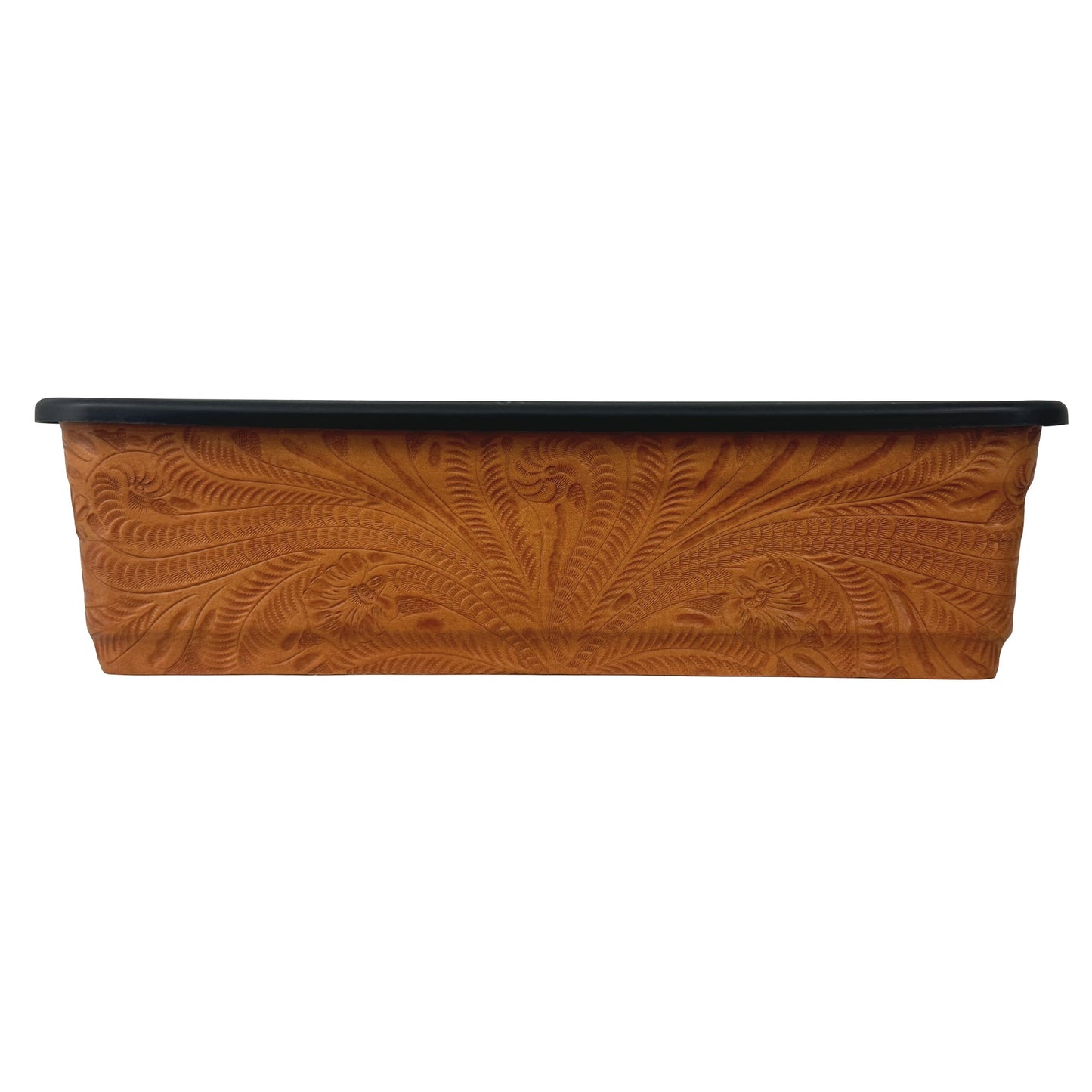 American West at Home 18" Rectangle Planter with Tooled Leather - Large