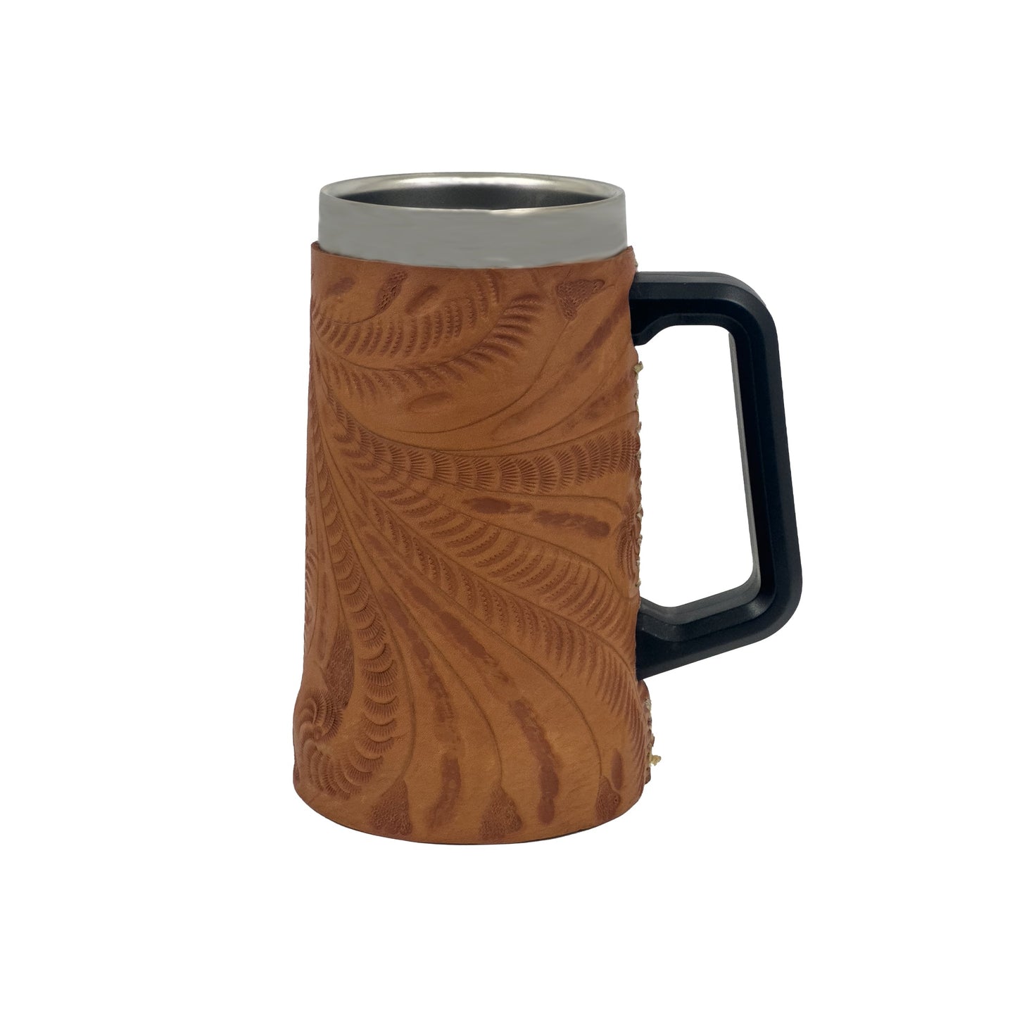 American West at Home Insulated Beer/Beverage Mug with Tooled Leather