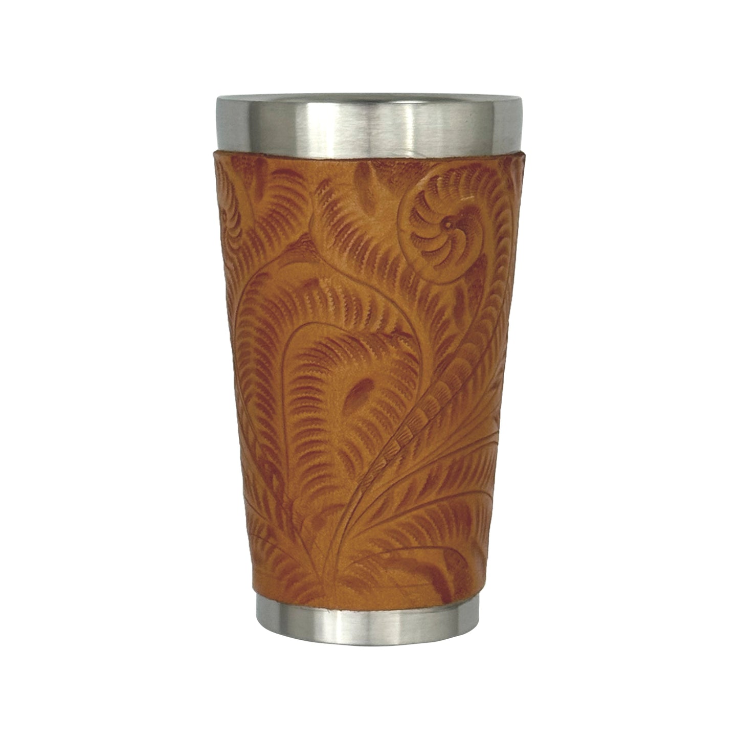 American West at Home Insulated Stainless Steel Cup with Tooled Leather