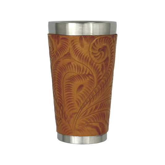 American West at Home Insulated Stainless Steel Cup with Tooled Leather