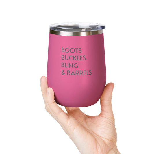 Wine Tumbler, 12oz - Boots/Buckles/Bling - Pastels