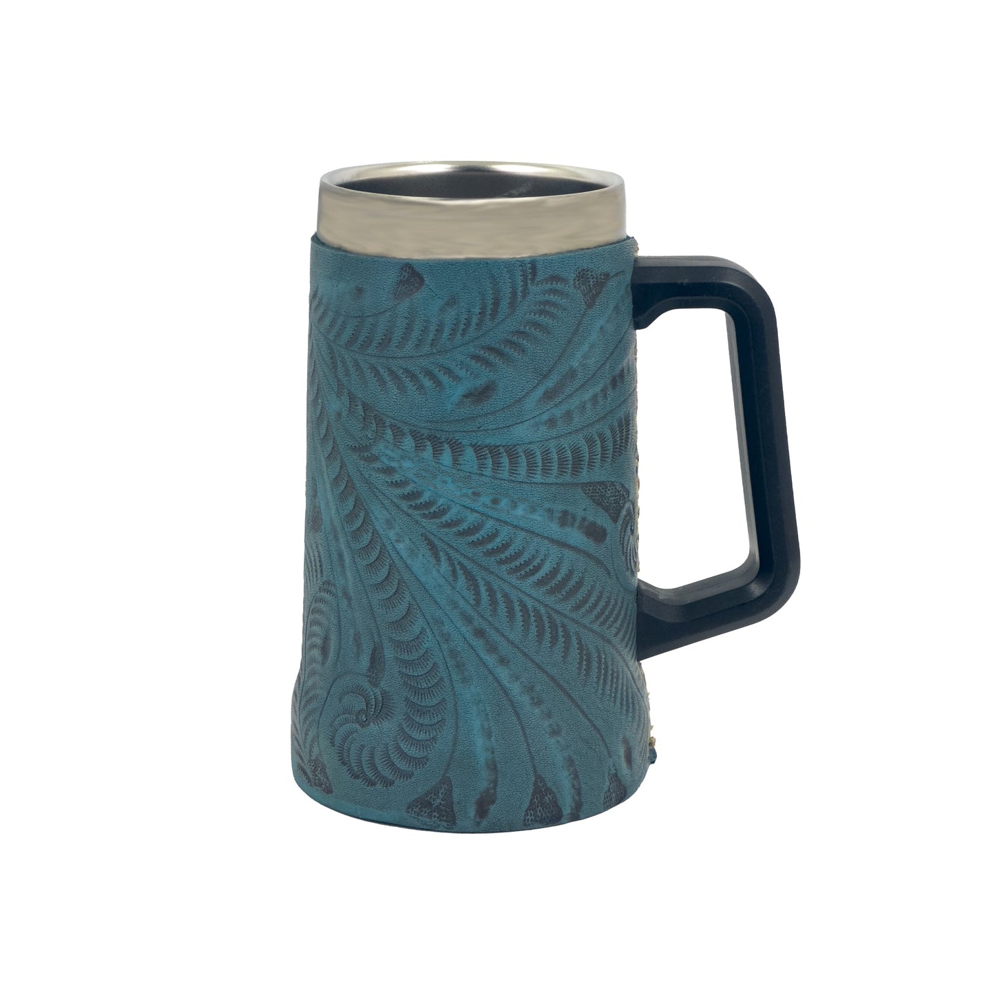 American West at Home Insulated Beer/Beverage Mug with Tooled Leather