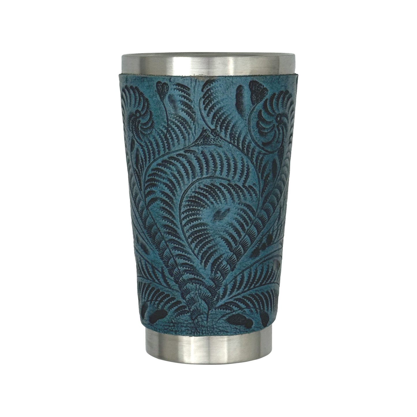 American West at Home Insulated Stainless Steel Cup with Tooled Leather