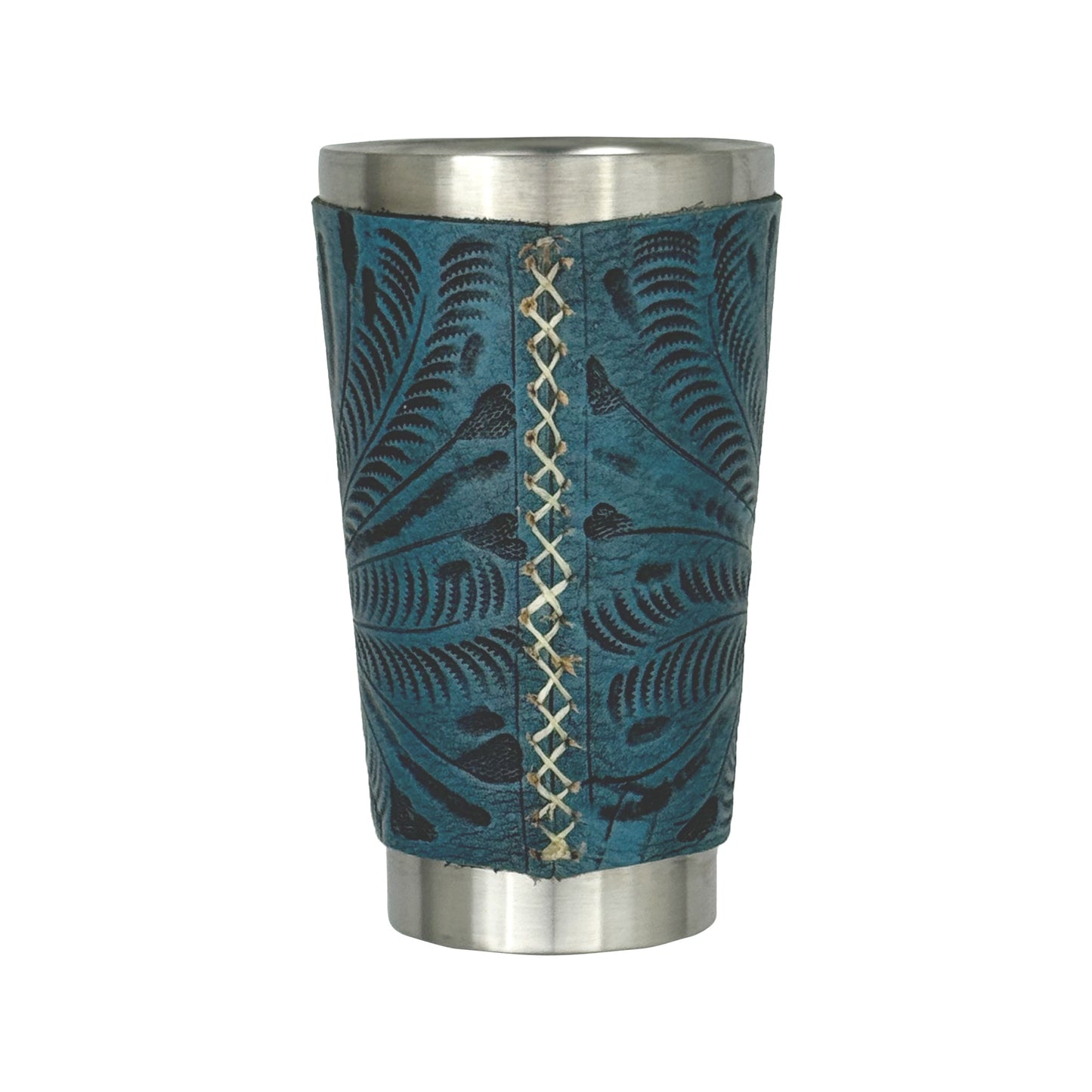 American West at Home Insulated Stainless Steel Cup with Tooled Leather