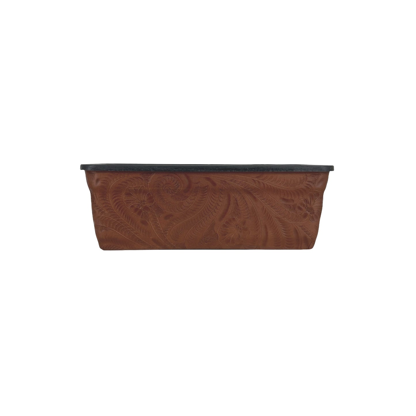 American West at Home 10" Rectangle Planter with Tooled Leather - Small