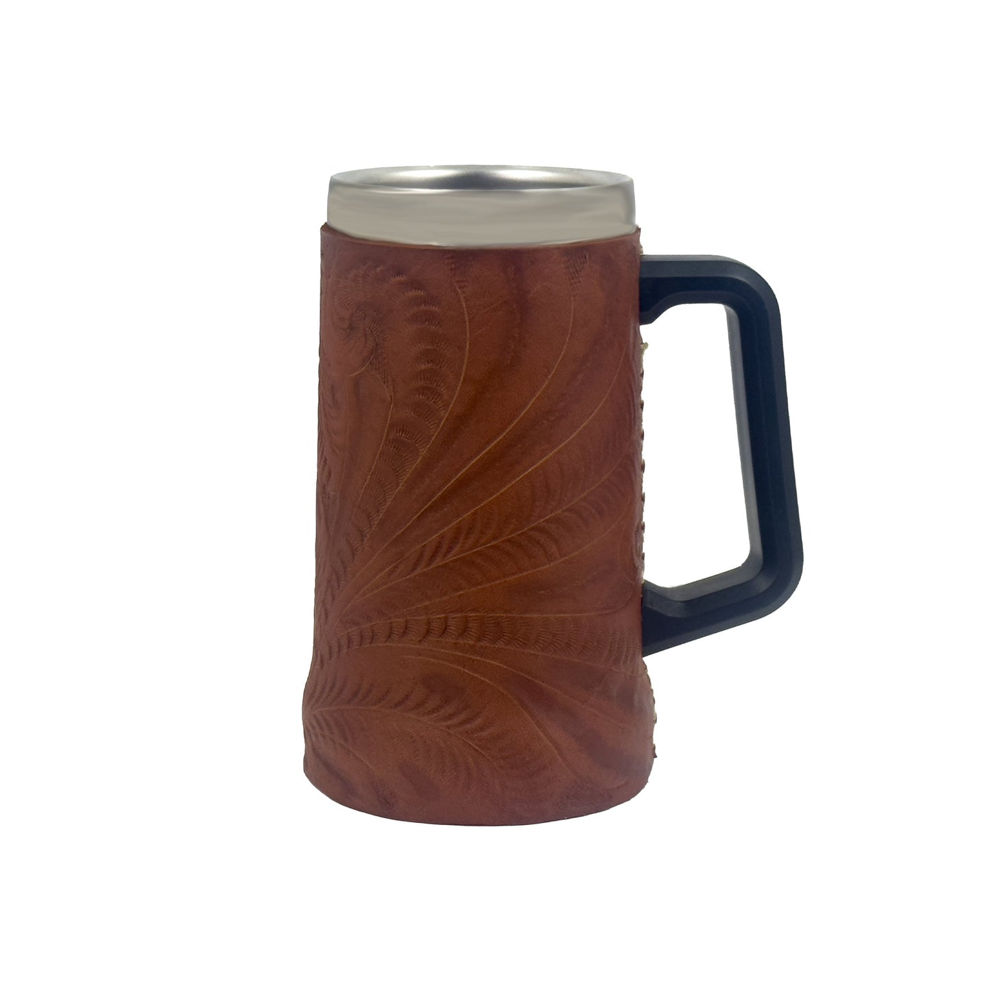 American West at Home Insulated Beer/Beverage Mug with Tooled Leather