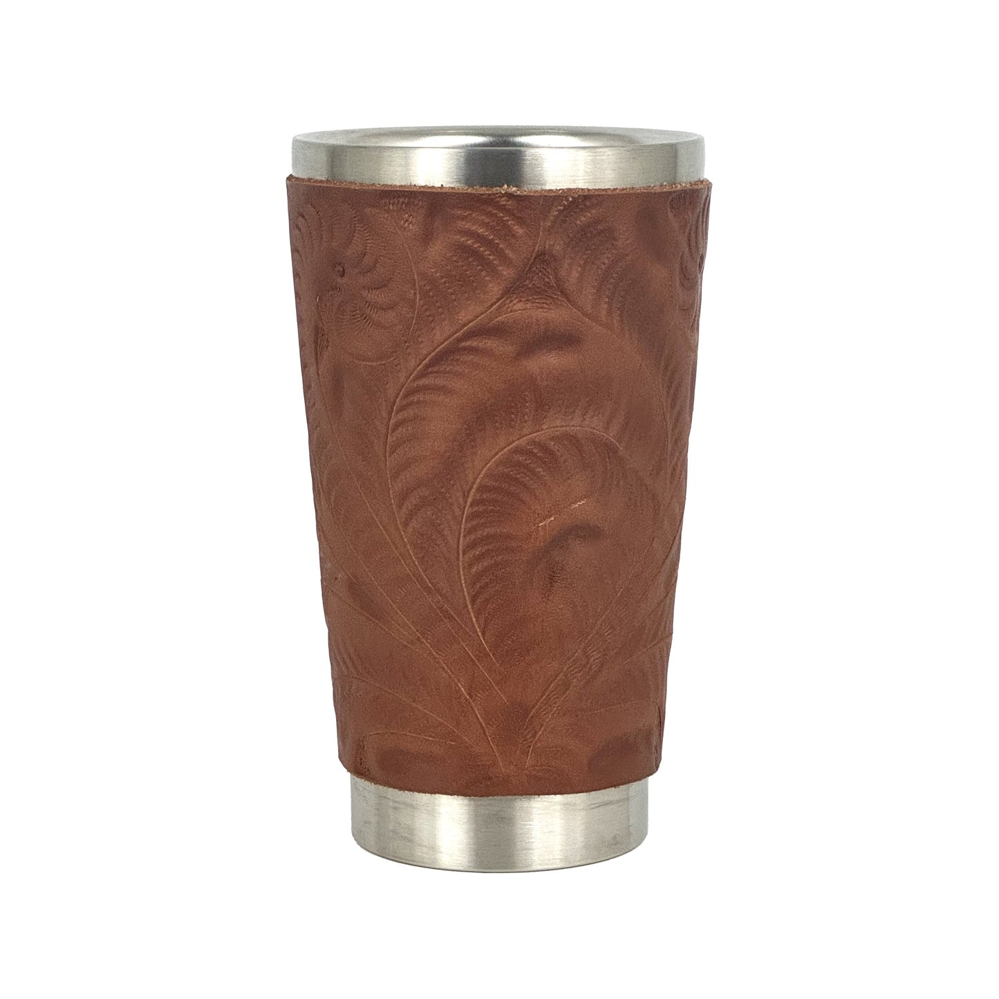 American West at Home Insulated Stainless Steel Cup with Tooled Leather