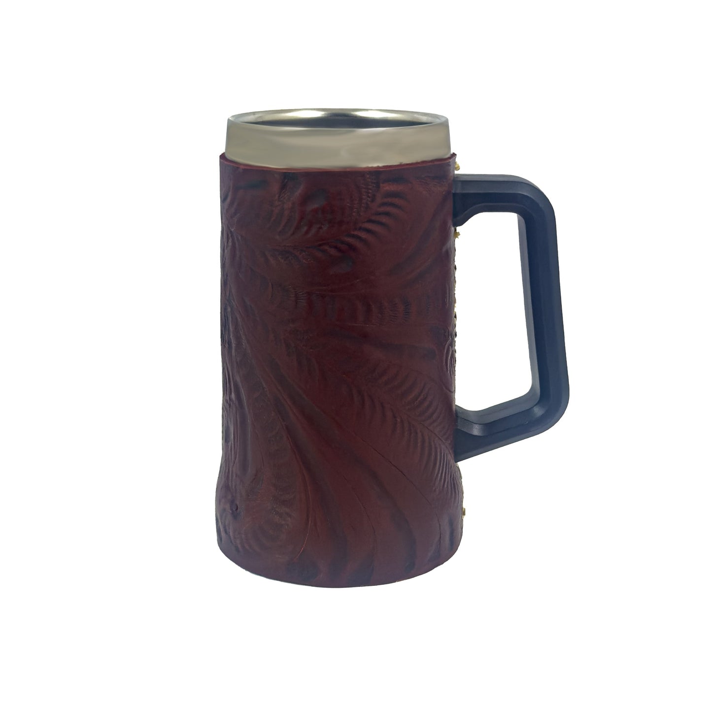 American West at Home Insulated Beer/Beverage Mug with Tooled Leather