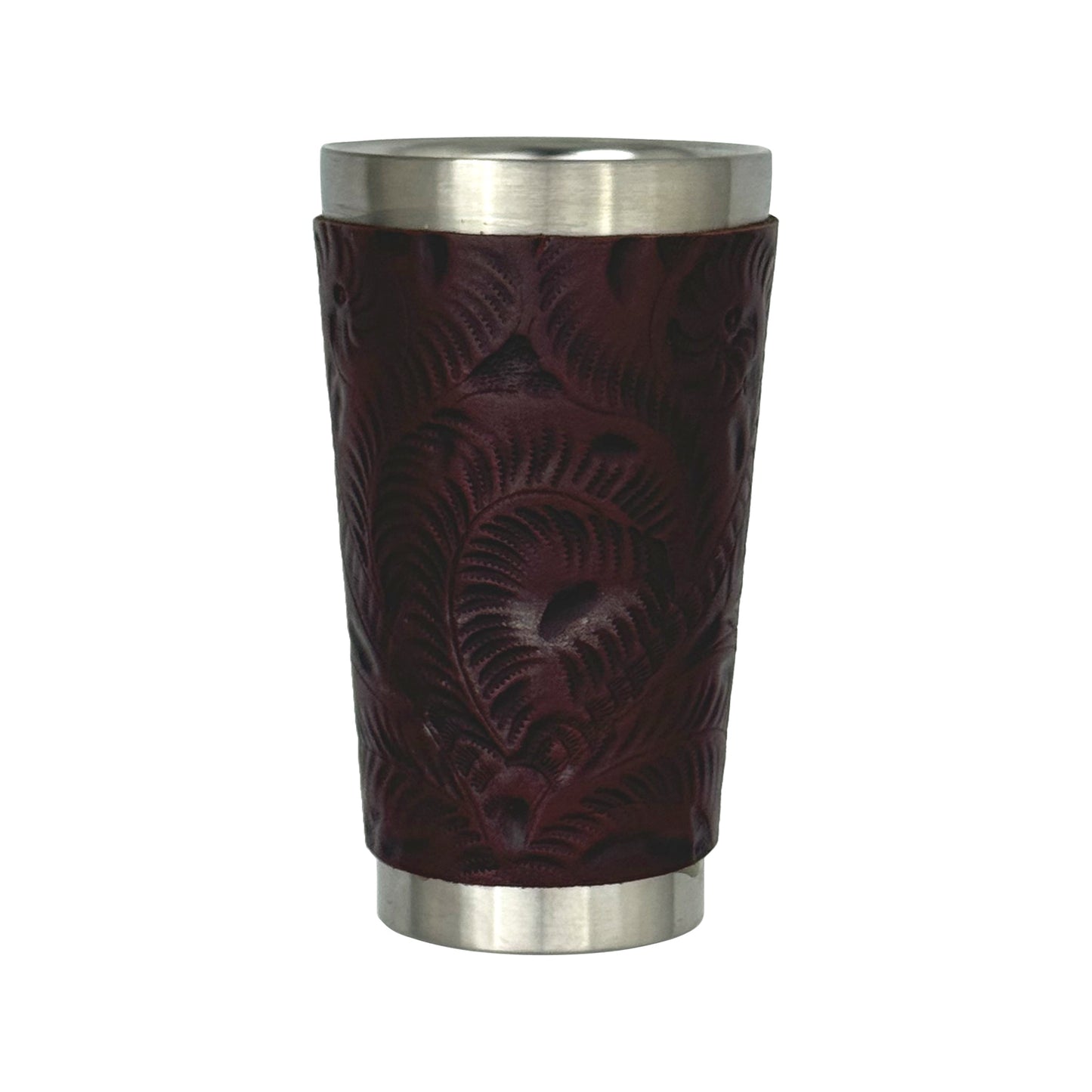 American West at Home Insulated Stainless Steel Cup with Tooled Leather